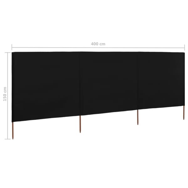 Vindskydd 3 paneler tyg 400x120 cm svart