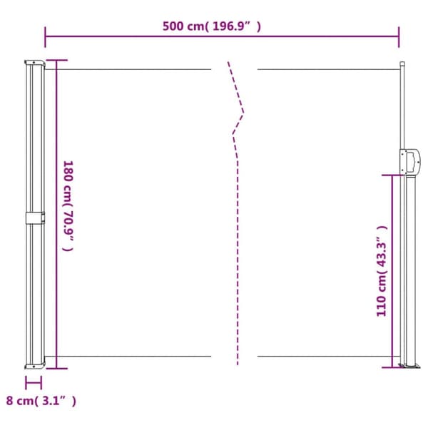 sammenrullelig sidemarkise 180x500 cm beige