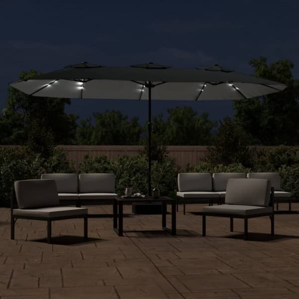 Aurinkovarjo kaksipäinen LED-valot antrasiitti 449x245 cm