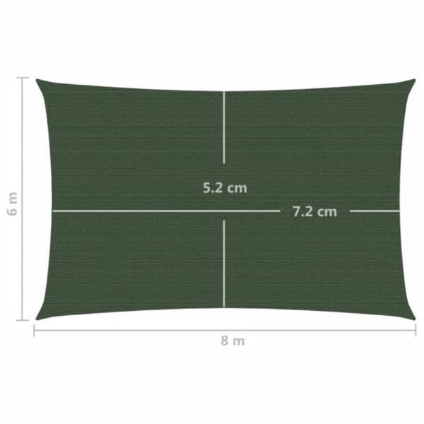 solsejl 6x8 m 160 g/m² HDPE mørkegrøn