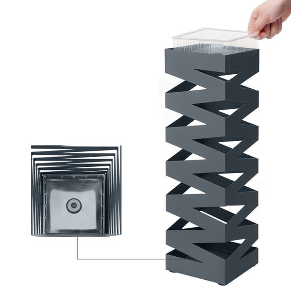Rootz metallparaplyställ - färg antracit - utomhusställ - uteplatsdekor - robust konstruktion - 15,5 cm x 15,5 cm x 49 cm