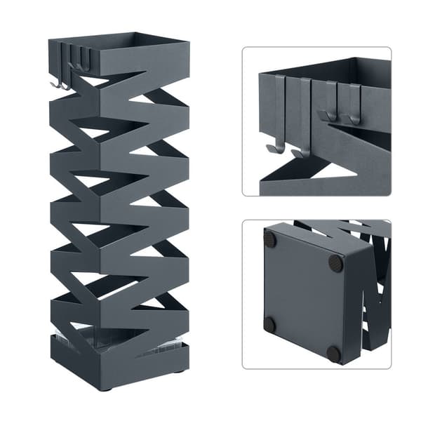 Rootz metallparaplyställ - färg antracit - utomhusställ - uteplatsdekor - robust konstruktion - 15,5 cm x 15,5 cm x 49 cm