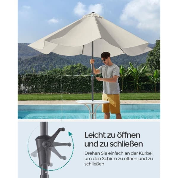 Rootz Beige Metal Paraply Parasol - Solskærm - Udendørs paraply - 180 g polyesterstof - 340 cm kurve - 327,5 cm Diameter - 38 mm stang - 246 cm Højde