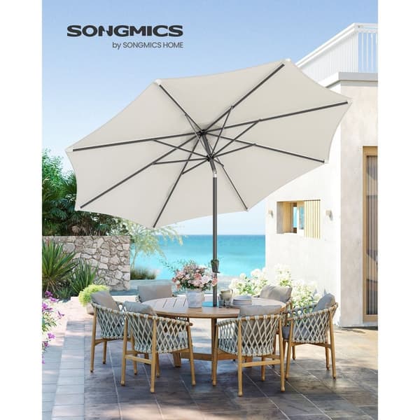 Rootz Beige Metal Paraply Parasol - Solskærm - Udendørs paraply - 180 g polyesterstof - 340 cm kurve - 327,5 cm Diameter - 38 mm stang - 246 cm Højde