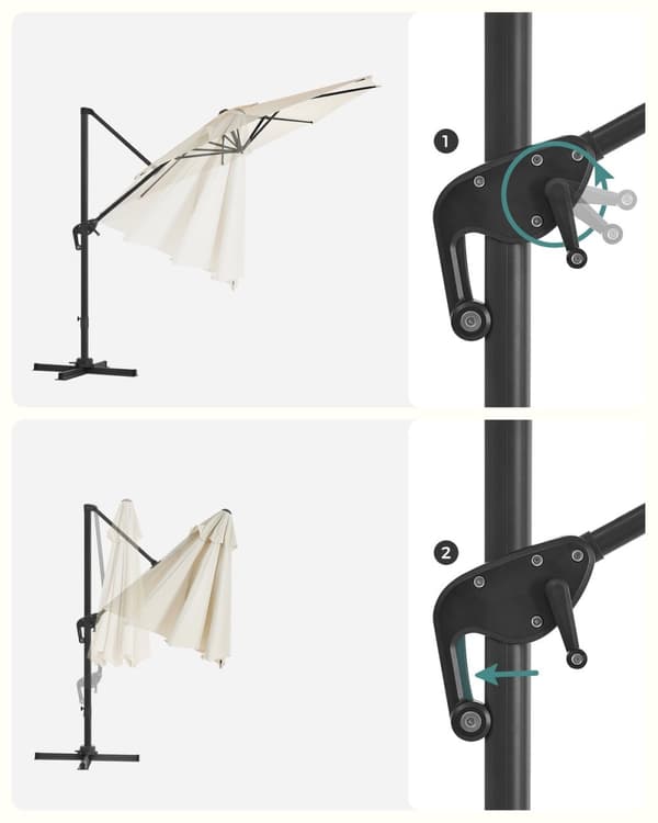 Rootz 3m ulokevarjo - Aurinkovarjo - Ulkovarjostin - UV-suoja - 240 g/m² Polyesterikangas - 3m x 2,5m x 18,5kg