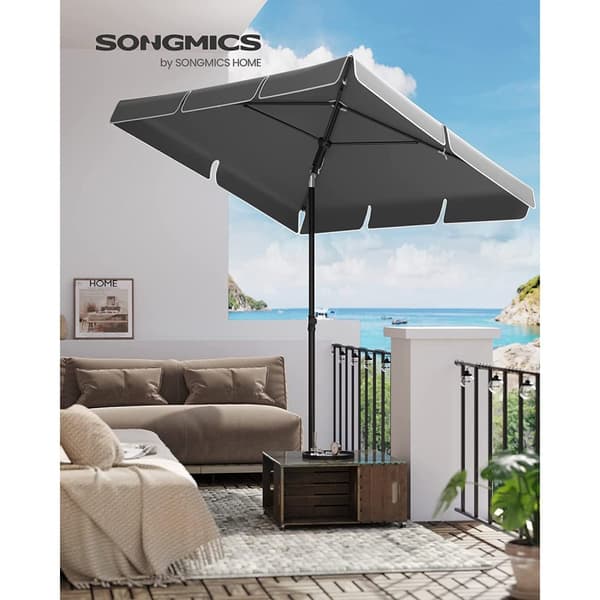 Rootz Grey teräsrunkoinen aurinkovarjo - Aurinkovarjo - Ulkovarjostin - 160g/m2 Polyesterikangas - Säädettävä korkeus - 230cm x 150cm - 175-245cm - 28