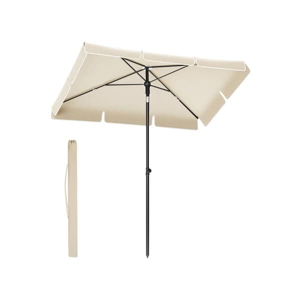 Rootz Beige teräsrunkoinen aurinkovarjo - Aurinkovarjo - Ulkovarjostin - Polyesterikangas - 230 cm x 150 cm - Säädettävä korkeus - Kevyt - Sisältää sä