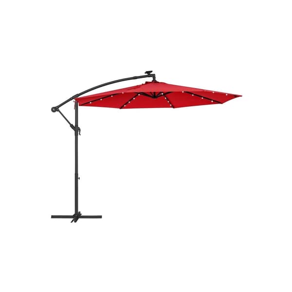 Rootz Solar Cantilever Paraply - Rød terrasseparaply - Udendørs solskærm - Pulverlakeret metalstang - 180 g/m2 polyesterstof - 3 m diameter - 2,45 m H