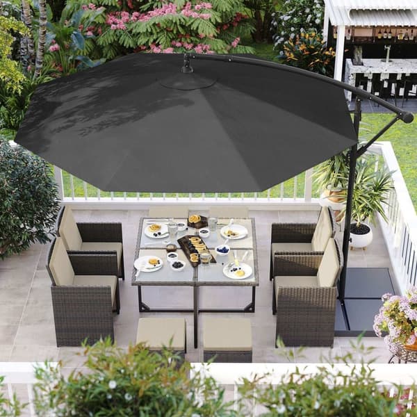 Rootz 3m Grey Patio Sateenvarjo - Ulkoaurinkovarjo - Metallitanko - Jauhemaalattu - 180g/m2 Polyesterikangas - Korkeus 2,45 m - 13,5 kg - Aurinkovarjo