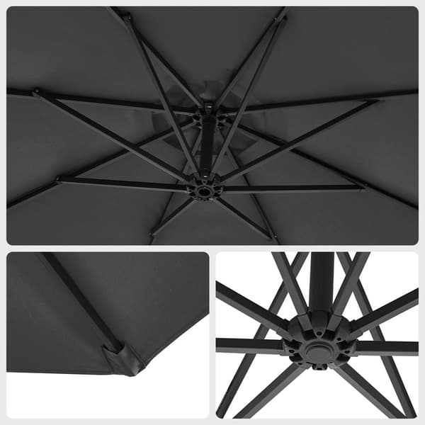 Rootz 3m Grey Patio Sateenvarjo - Ulkoaurinkovarjo - Metallitanko - Jauhemaalattu - 180g/m2 Polyesterikangas - Korkeus 2,45 m - 13,5 kg - Aurinkovarjo
