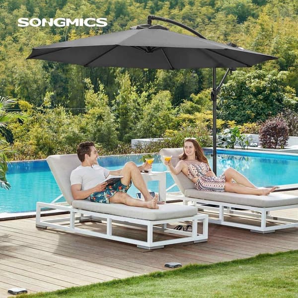 Rootz 3m Grey Patio Sateenvarjo - Ulkoaurinkovarjo - Metallitanko - Jauhemaalattu - 180g/m2 Polyesterikangas - Korkeus 2,45 m - 13,5 kg - Aurinkovarjo