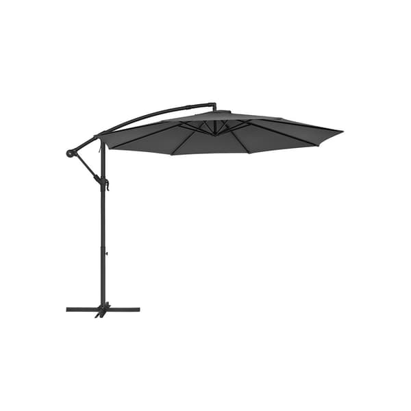 Rootz 3m Grey Patio Sateenvarjo - Ulkoaurinkovarjo - Metallitanko - Jauhemaalattu - 180g/m2 Polyesterikangas - Korkeus 2,45 m - 13,5 kg - Aurinkovarjo