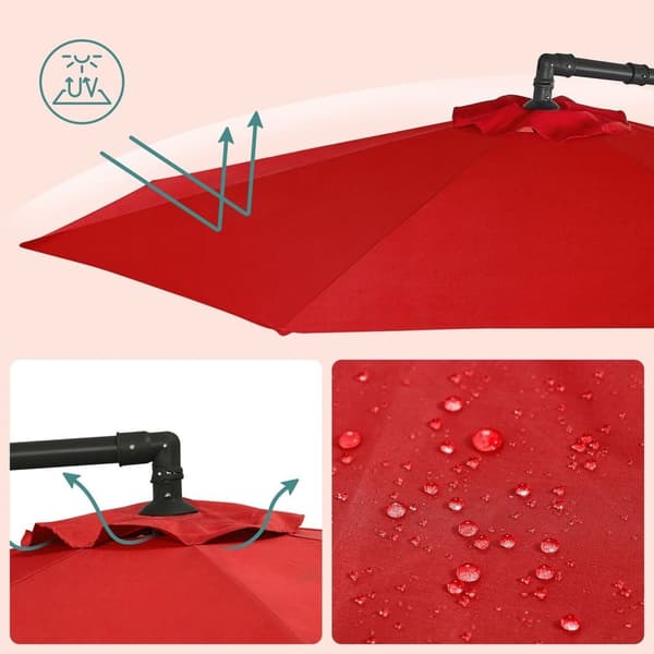 Rootz Red 3m päivänvarjo - Aurinkovarjo - Ulkovarjostin - Metallitanko - Jauhemaalattu - 180g/m2 Polyesterikangas - Korkeus 2,45 m - 13,5 kg - Halkais