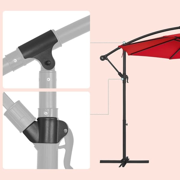 Rootz Red 3m päivänvarjo - Aurinkovarjo - Ulkovarjostin - Metallitanko - Jauhemaalattu - 180g/m2 Polyesterikangas - Korkeus 2,45 m - 13,5 kg - Halkais