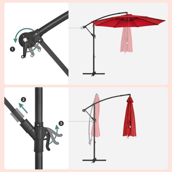 Rootz Red 3m päivänvarjo - Aurinkovarjo - Ulkovarjostin - Metallitanko - Jauhemaalattu - 180g/m2 Polyesterikangas - Korkeus 2,45 m - 13,5 kg - Halkais