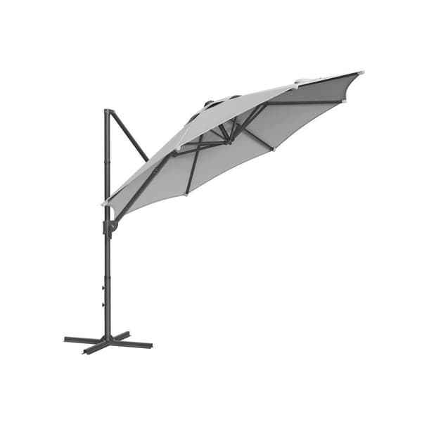 Rootz Cantilever -sateenvarjo - Patio sateenvarjo - Ulkosateenvarjo - Teräsrunko - 180 g/m2 Polyesterikangas - 300cm Halkaisija - 240cm Korkeus - Dove