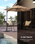 Miniatyrbillede 3 af 8: Rootz Cantilever Paraply - Patio Paraply - Udendørs Paraply - Stålramme - 180g/m2 Polyester - Ø 300cm - 240cm Højde - Camel Brown - 15,3kg - Solpanel
