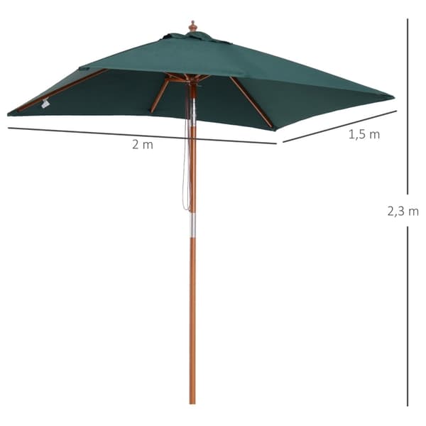 Rootz kokoontaitettava puutarhasateenvarjo - Sateenvarjo - Säädettävä päivänvarjo - Tukeva kuusi - UV-säteilyä kestävä polyesteri - 200 x 150 x 235 cm