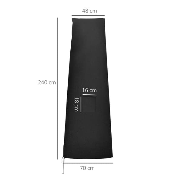 Rootz Parasollskydd - Paraplyskydd - Väderbeständigt skydd - Slitstarkt Oxford-tyg - Enkel dragkedja - Säker passform - 200cm x 50/80cm - Svart