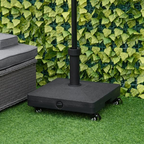 Rootz parasolstativ med rulle - Paraplybase - Haveparaplyholder - Ultimativ stabilitet - Høj mobilitet - Let at fylde - 45L x 45W x 39H cm - HDPE-plas