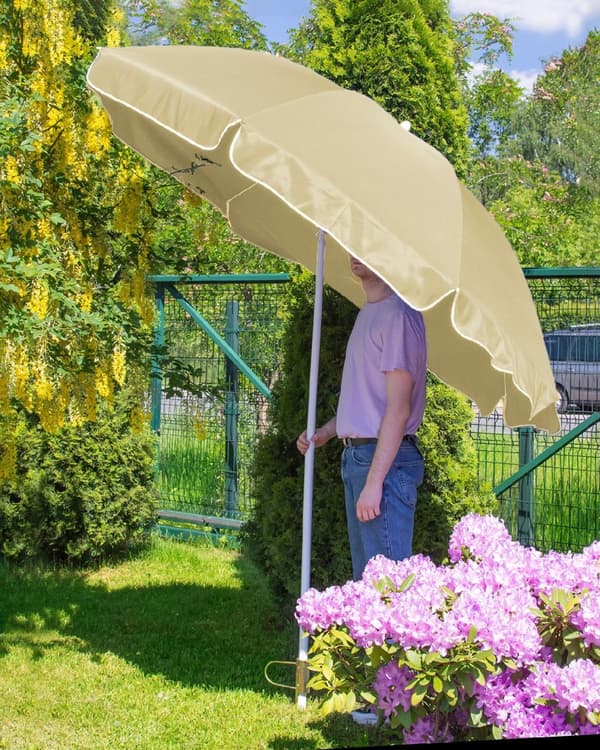 Puutarhasateenvarjo 240cm - ecru katkaisutoiminnolla