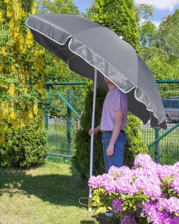 Haveparaply 240cm - grå med brydefunktion