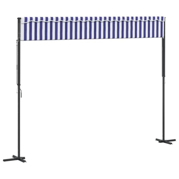 vidaXL Frittstående markise blå og hvit 400x300 cm stoff og stål