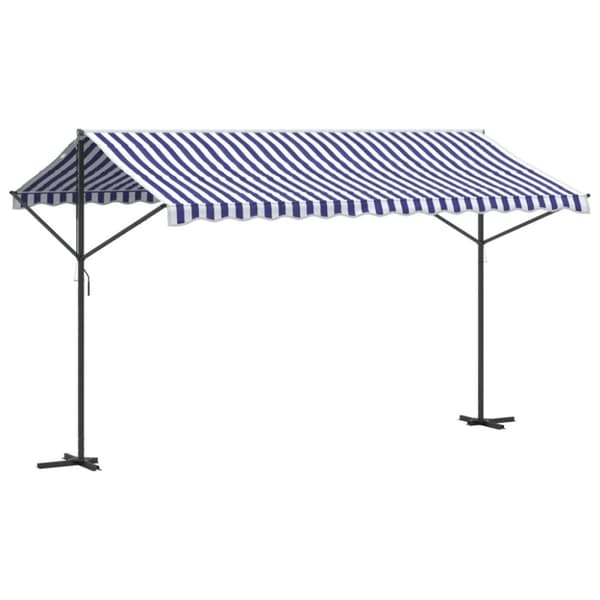 vidaXL Frittstående markise blå og hvit 400x300 cm stoff og stål