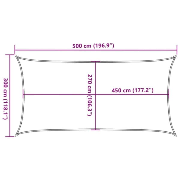 vidaXL Solseil 160 g/m² rektangulær sand 3x5 m HDPE
