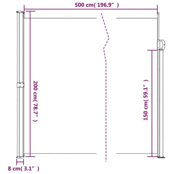 vidaXL Uttrekkbar sidemarkise beige 200x500 cm
