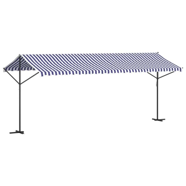 vidaXL Vapaasti seisova markiisi sin./valk. 600x300 cm kangas ja teräs
