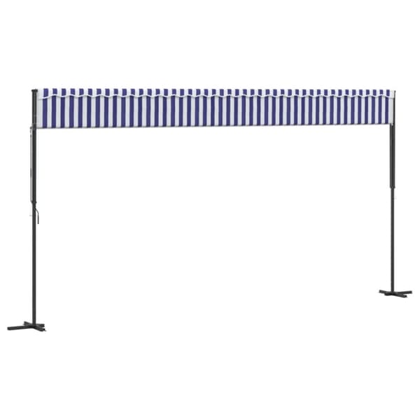 vidaXL Vapaasti seisova markiisi sin./valk. 600x300 cm kangas ja teräs