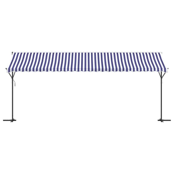 vidaXL Vapaasti seisova markiisi sin./valk. 600x300 cm kangas ja teräs