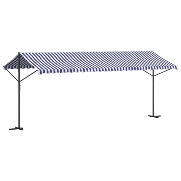 vidaXL Vapaasti seisova markiisi sin./valk. 600x300 cm kangas ja teräs