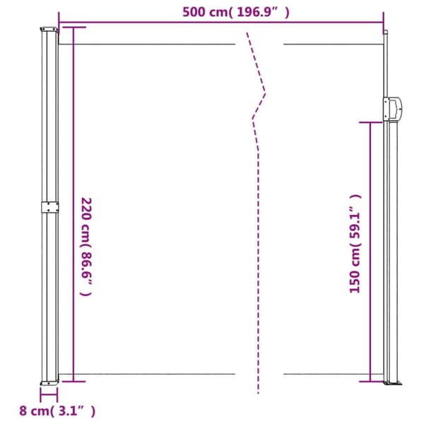 vidaXL Uttrekkbar sidemarkise mørkegrønn 220x500 cm