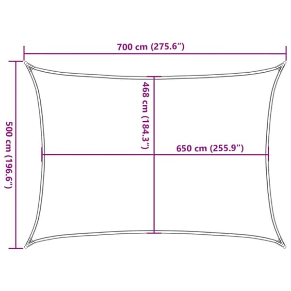 vidaXL solsejl 7x5 m 100 % polyesterstof lysegrå