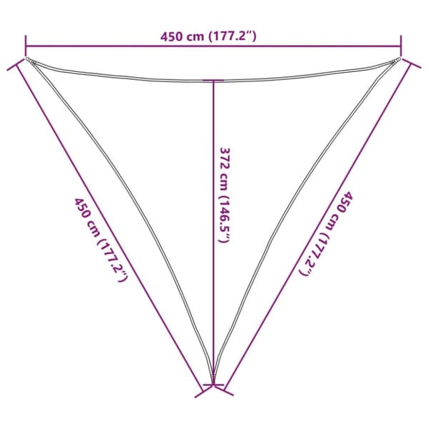 vidaXL solsejl 4,5x4,5x4,5 m 100 % polyesterstof lysegrå