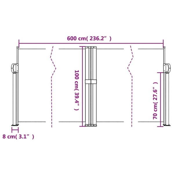 vidaXL Uttrekkbar sidemarkise 100x600 cm mørkegrønn
