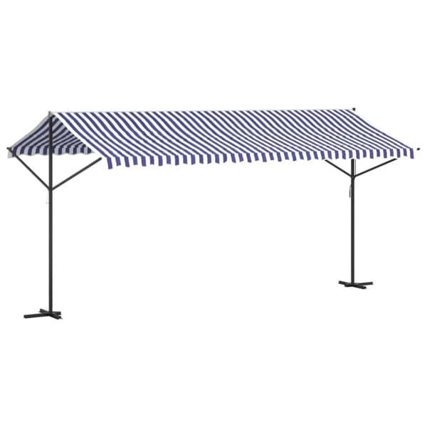 vidaXL Frittstående markise blå og hvit 500x300 cm stoff og stål