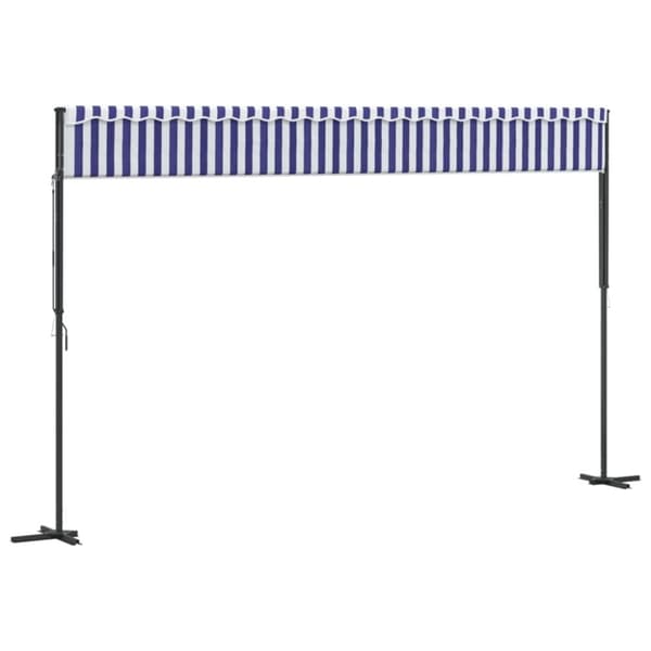 vidaXL Vapaasti seisova markiisi sin./valk. 500x300 cm kangas ja teräs