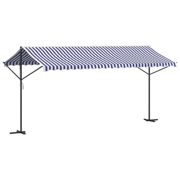 vidaXL Vapaasti seisova markiisi sin./valk. 500x300 cm kangas ja teräs