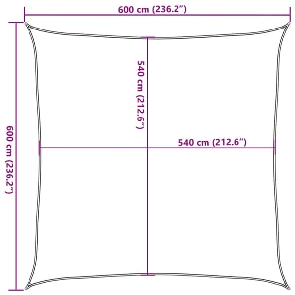 vidaXL Solseil 160 g/m² firkantet lysegrå 6x6 m HDPE