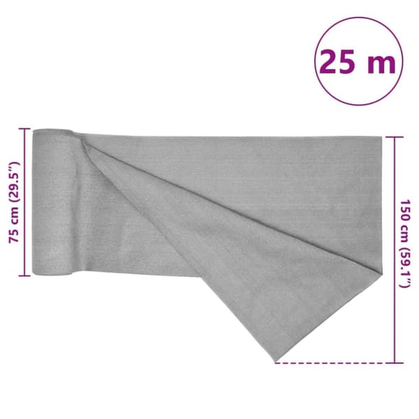 vidaXL Skjermnett lysegrå 1,5x25 m HDPE 75 g/m²