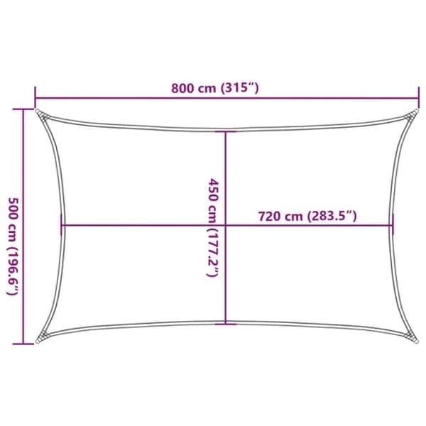 vidaXL Solseil 160 g/m² rektangulær sand 5x8 m HDPE
