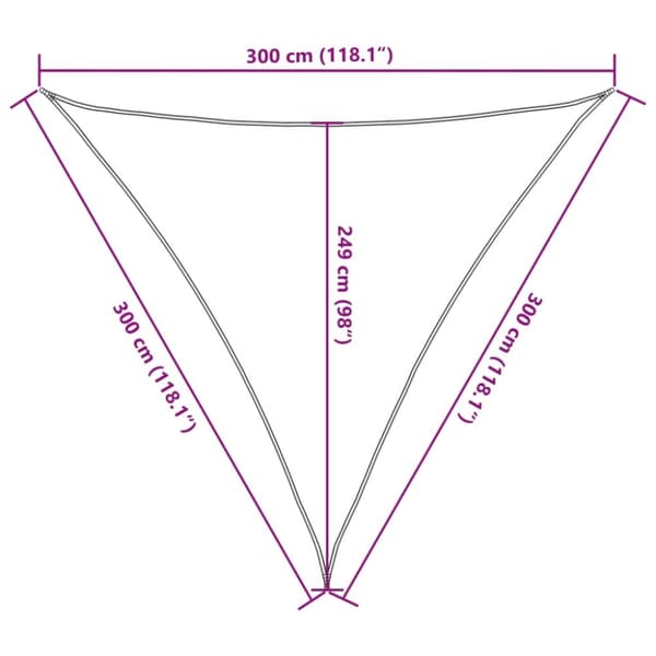 vidaXL Solseil lysegrå 3x3x3 m 100% polyester oxford