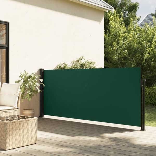 vidaXL Uttrekkbar sidemarkise mørkegrønn 140x500 cm