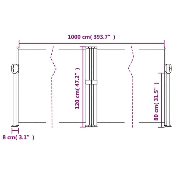 vidaXL Uttrekkbar sidemarkise 120x1000 cm gråbrun