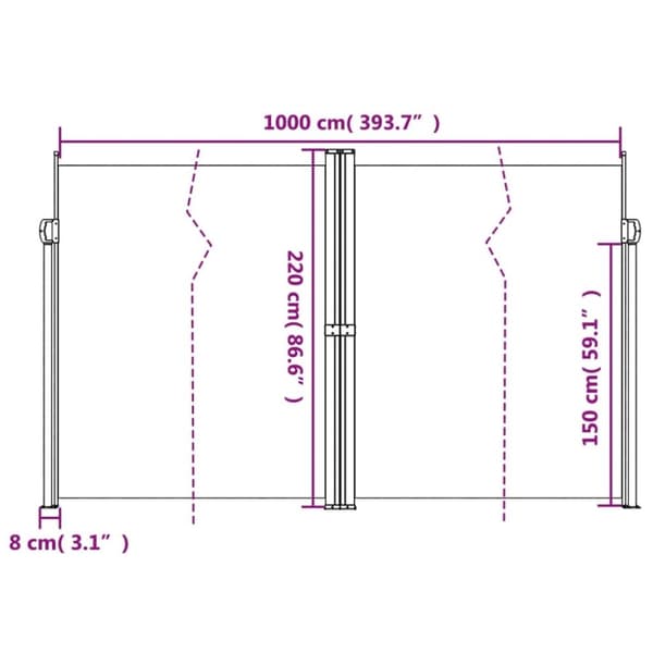 vidaXL Uttrekkbar sidemarkise beige 220x1000 cm
