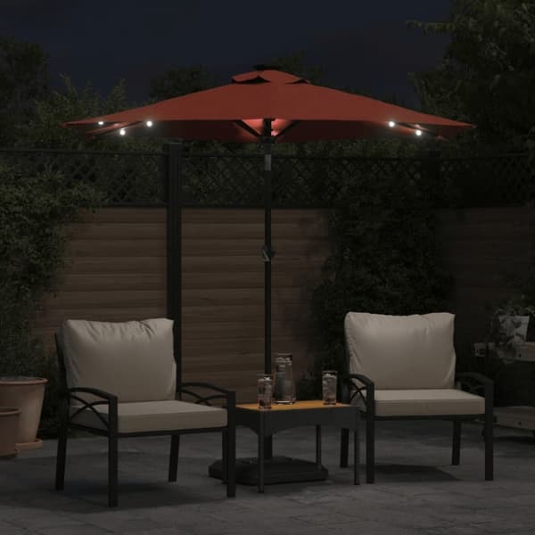 vidaXL Hageparasoll med LED og stålstang terrakotta 225x225x212 cm