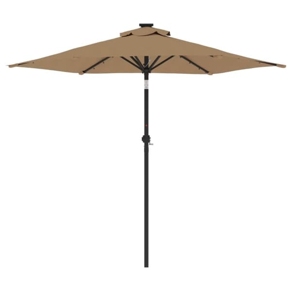 vidaXL Hageparasoll med LED og stålstang gråbrun 225x225x212 cm